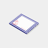 ネイビーパーソナライズされたブルーと赤面ピンク航海の ポストイット (アングル)