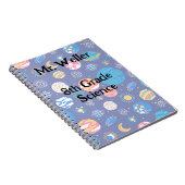 ネイビーパーソナライズされたブルーの惑星と先生 ノートブック (右側)