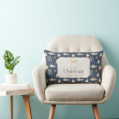 ネイビーパーソナライズされたブルークリスマス装飾用クッション ランバークッション (椅子)
