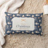 ネイビーパーソナライズされたブルークリスマス装飾用クッション ランバークッション (ブランケット)