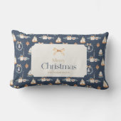 ネイビーパーソナライズされたブルークリスマス装飾用クッション ランバークッション (正面)