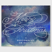 ネイビーパーソナライズされたブルービッグヴィンテージメリークリスマス ラッピングペーパー (フラット)