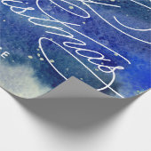 ネイビーパーソナライズされたブルービッグヴィンテージメリークリスマス ラッピングペーパー (角)