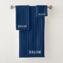 ネイビーパーソナライズされたブルーピンストライプ