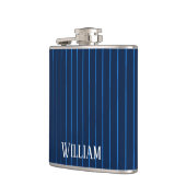 ネイビーパーソナライズされたブルーピンストライプ フラスク (左)