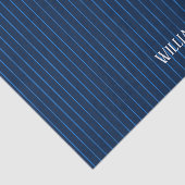 ネイビーパーソナライズされたブルーピンストライプ 薄葉紙 (詳細)