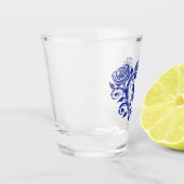 ネイビーパーソナライズされたブルーフローラモノグラムM ショットグラス (左)