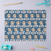 ネイビーパーソナライズされたブルーペットフォトスターパターン 薄葉紙 (クラフト)