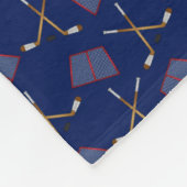 ネイビーパーソナライズされたブルーホッケーパターン フリースブランケット (角)