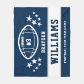 ネイビーパーソナライズされたブルーホワイトサッカー選手の名前 フリースブランケット (正面)