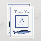 ネイビーパーソナライズされたブルーホワイトシャーク海岸 ポストカード (正面/裏面)