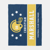 ネイビーパーソナライズされたブルーメイズサッカー選手の名前 フリースブランケット (正面)