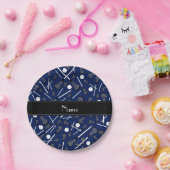 ネイビーパーソナライズされたブルーラクロス ペーパープレート (パーティー)