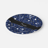 ネイビーパーソナライズされたブルーラクロス ペーパープレート (アングル)