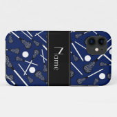 ネイビーパーソナライズされたブルーラクロス Case-Mate iPhoneケース (裏面(横))