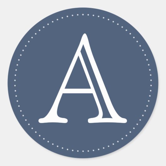 ネイビーパーソナライズされたモノグラム丸ステッカー ラウンドシール (正面)