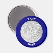 ネイビーパーソナライズされたラウンド写縁ど真 マグネット (正面/裏面)