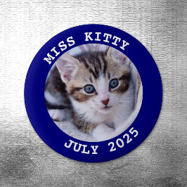 ネイビーパーソナライズされたラウンド写縁ど真 マグネット