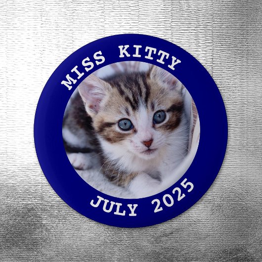 ネイビーパーソナライズされたラウンド写縁ど真 マグネット