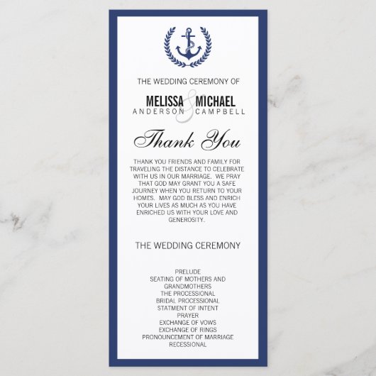 ネイビーパーフェクトシェブロン/ジグザグ結婚式 プログラム (正面)