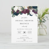 ネイビーパープルアイボリー秋フローラブライダルシャワー 招待状 (スタンド正面)