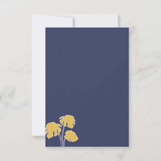 ネイビーパームツリートロピカルカリグラフィーミール 出欠カード (裏面)