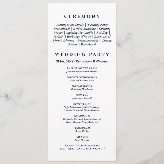 ネイビーパームツリーミニマル結婚リスト プログラム (裏面)