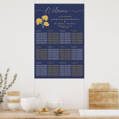 ネイビーパームトロピカルボタニックウェルカム結婚ズ ポスター (キッチン)