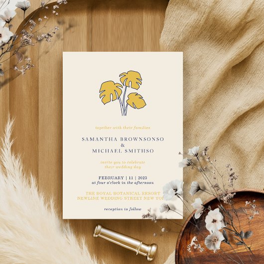 ネイビーパームボタニックトロピカル 招待状