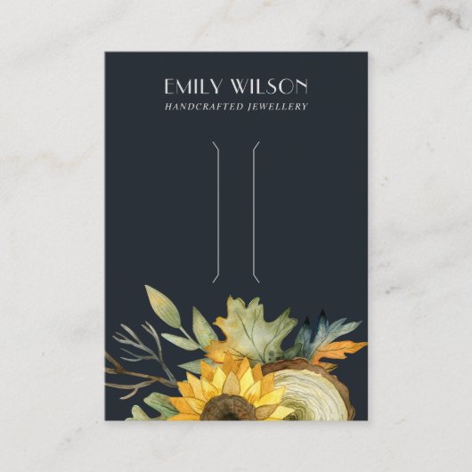 ネイビーヒマワリ秋秋材ヘアクリップディスプレイ 名刺 (正面)