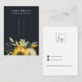 ネイビーヒマワリ秋秋材ヘアクリップディスプレイ 名刺 (正面/裏面)
