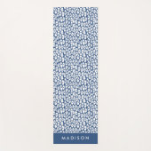 ネイビーヒョウパーソナライズされたプリント ヨガマット (正面)