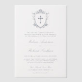 ネイビービクトリアンブルーカソリッ結婚クス ベラム紙招待状 (正面)