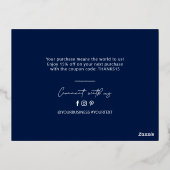ネイビービジネスロゴありがとうパッケージ挿入 箔招待状ポストカード (裏面)