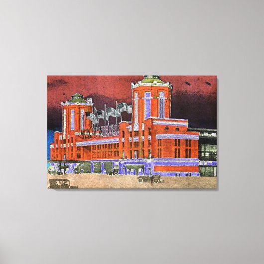 ネイビーピアシカゴ1920の水の色アートウィンディーシティ キャンバスプリント (正面)