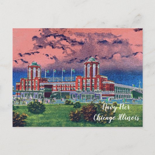 ネイビーピアシカゴ1920の水の色アートウィンディーシティ ポストカード (正面)