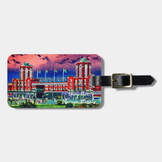 ネイビーピアシカゴ1920の水の色アートウィンディーシティ ラゲッジタグ (正面横)
