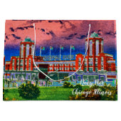 ネイビーピアシカゴ1920の水の色アートウィンディーシティ ラージペーパーバッグ (正面)