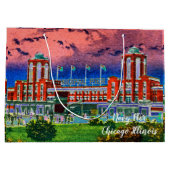 ネイビーピアシカゴ1920の水の色アートウィンディーシティ ラージペーパーバッグ (裏面)