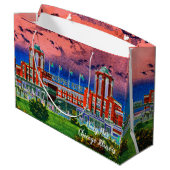 ネイビーピアシカゴ1920の水の色アートウィンディーシティ ラージペーパーバッグ (裏面アングル)