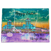 ネイビーピアシカゴ1920の水の色イースターカラー ラージペーパーバッグ (正面)