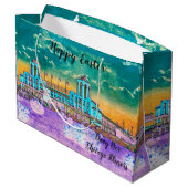 ネイビーピアシカゴ1920の水の色イースターカラー ラージペーパーバッグ (裏面アングル)