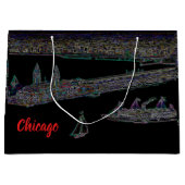 ネイビーピアシカゴ1920のNEON Art Windy City ラージペーパーバッグ (正面)
