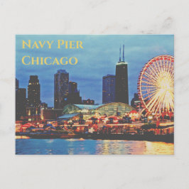 ネイビーピア(P) _at night Chicago Postcard ポストカード