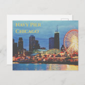 ネイビーピア(P) _at night Chicago Postcard ポストカード (正面/裏面)