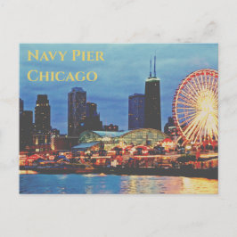 ネイビーピア(P) _at night Chicago Postcard ポストカード