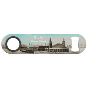 ネイビーピアFrom Lake Chicago 1920's Water Color Art スピード栓抜き