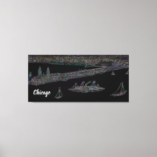 ネイビーピアLake Chicago 1920のネオンアート キャンバスプリント