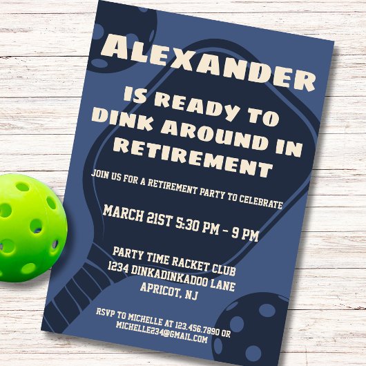 ネイビーピックボールパーティースポーツパドルズ退職 招待状