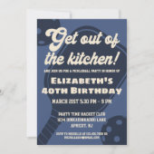 ネイビーピックルボールパーティースポーツパドル誕生日 招待状 (正面)